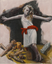 Schmerzensfrau, 2009, Mischtechnik auf Hartfaser,125 x 100 cm