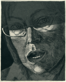 "Selbst mit Brille", 2005, Radierung/Aquatinta, 24,5 x 19,5 cm